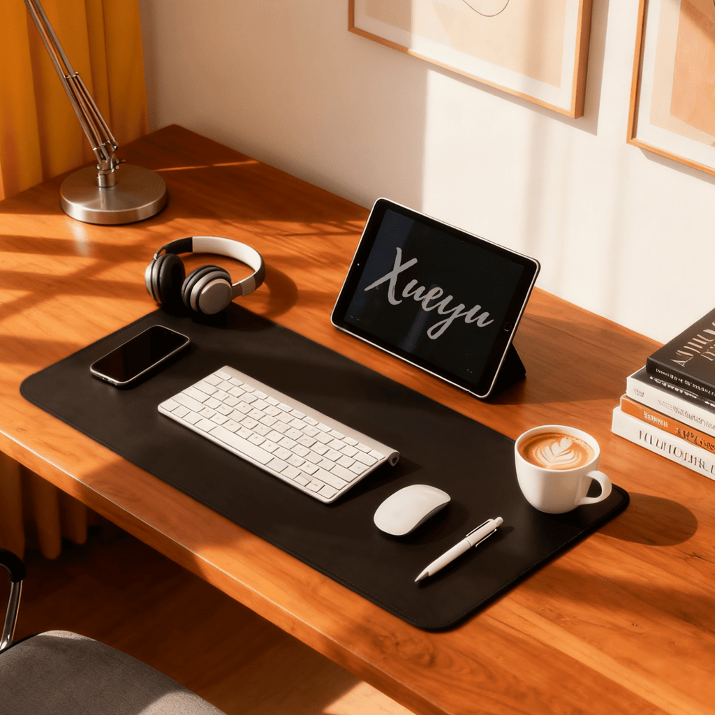Leather Desk Pad Protector, Large PU Mouse Pad, Waterproof Office Desk Mat, Non-Slip Desk Blotter Pad with Strap, Wri... - Image 4