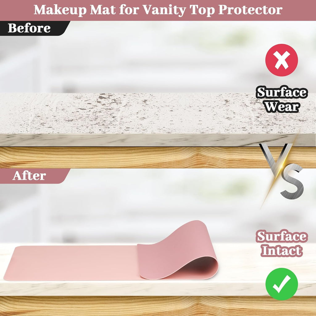 Makeup Mat for Vanity Top Protector, Dual-Sided Vanity Mat, Easy to Clean Vanity Desk Mat - Vanity Makeup Pads Waterp... - Image 2