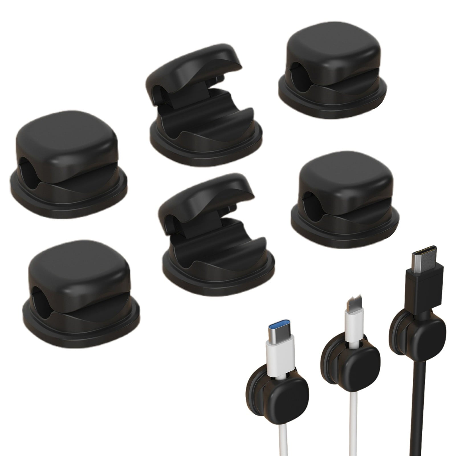 6PCS Adhesive Cable Holders Desk Cable Organizers Cord Management Clips for Bedside Table Home Office Charging Cable Wire Tidy Organization,