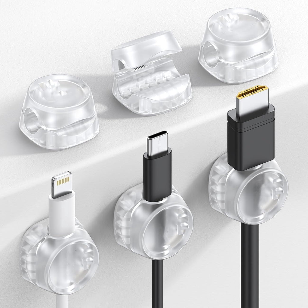 6 Pack Cord Organizer Office Desk Accessories Clear Cable Management Clips Home Workspace Desk Decor Nightstand Dorm ...