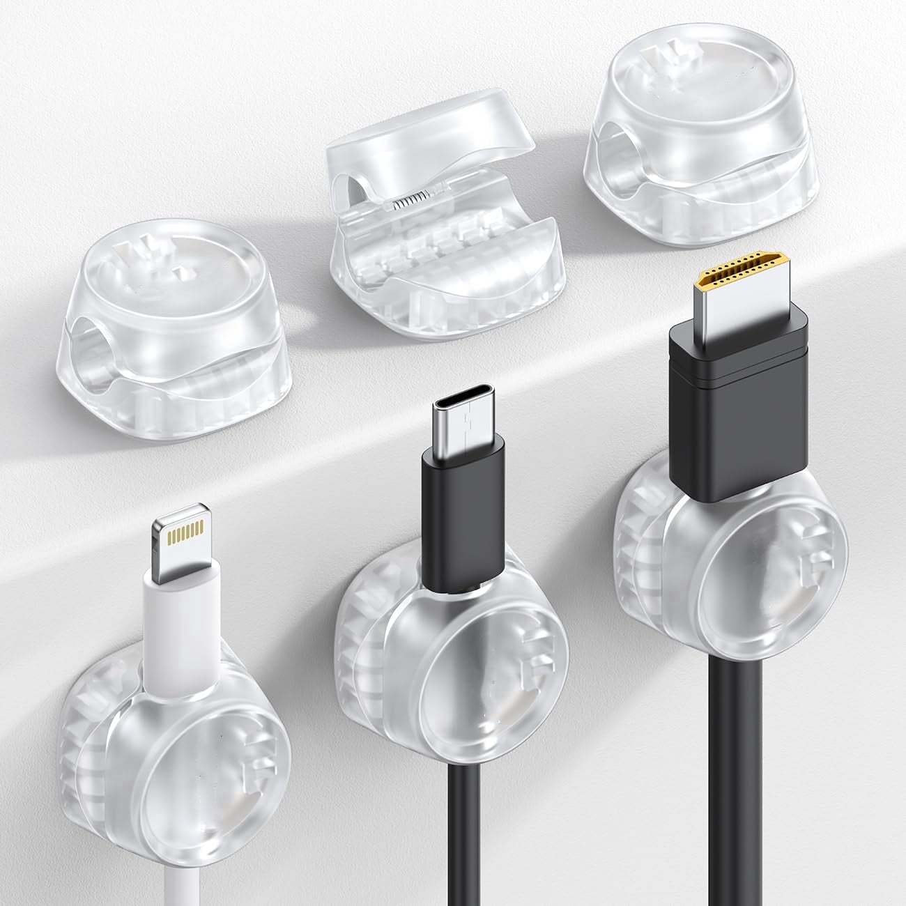 6 Pack Cord Organizer Office Desk Accessories Clear Cable Management Clips Home Workspace Desk Decor Nightstand Dorm ...