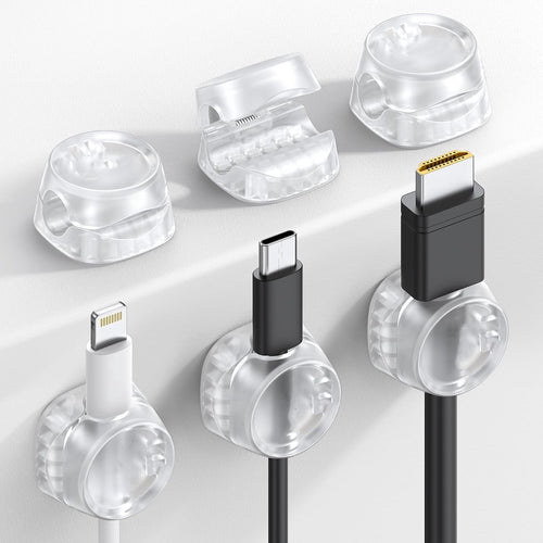 6 Pack Cord Organizer Office Desk Accessories Clear Cable Management Clips Home Workspace Desk Decor Nightstand Dorm ...