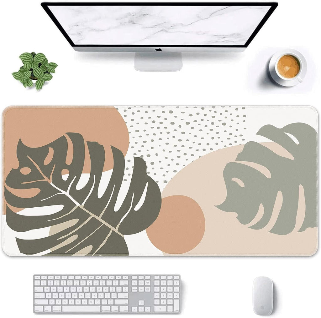 Large Gaming Mouse Pad Boho Style Big Leaves Non-Slip Desk Pad Keyboard and Mouse Desk Mat for Gamer, Office & Home, ... - Image 4