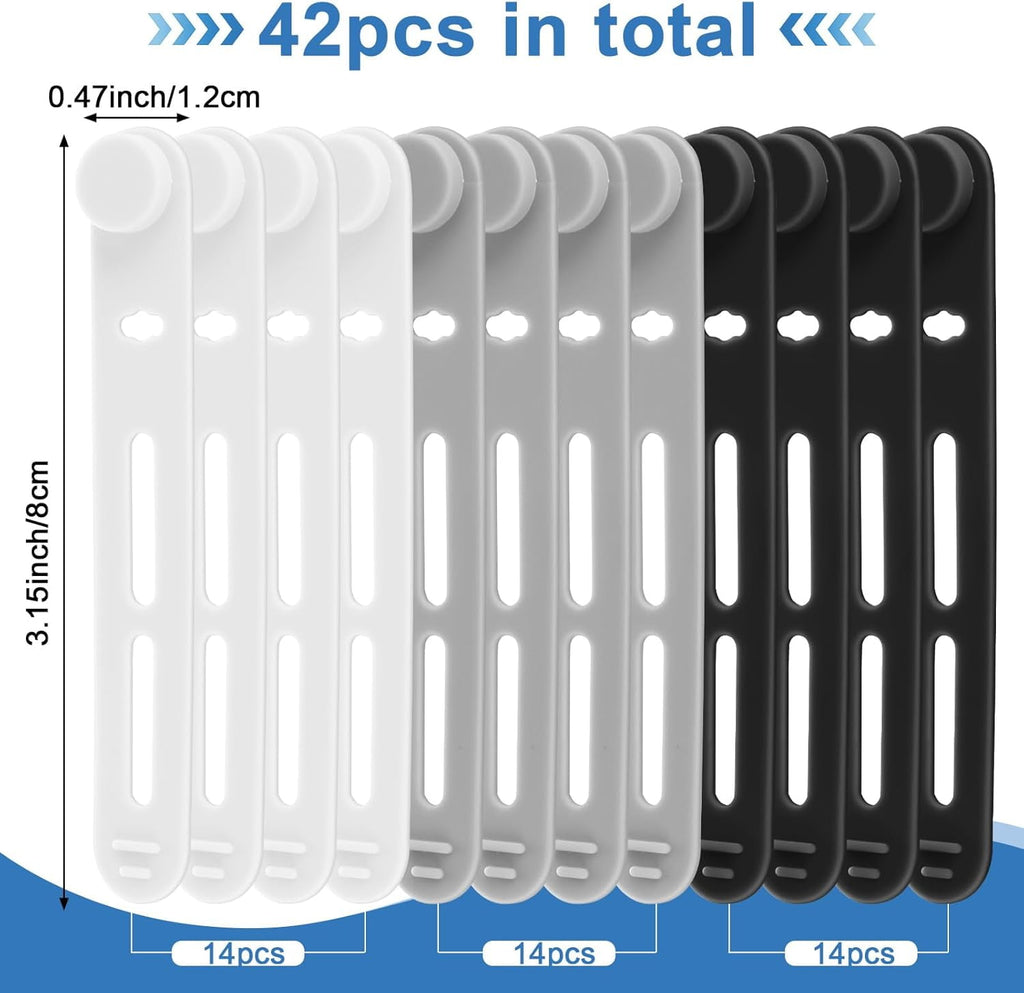 42 Pcs Silicone Cable Ties Reusable Cord Organizer Adjustable Data Cable Wraps for Earphone Phone Charger Computer Co... - Image 2