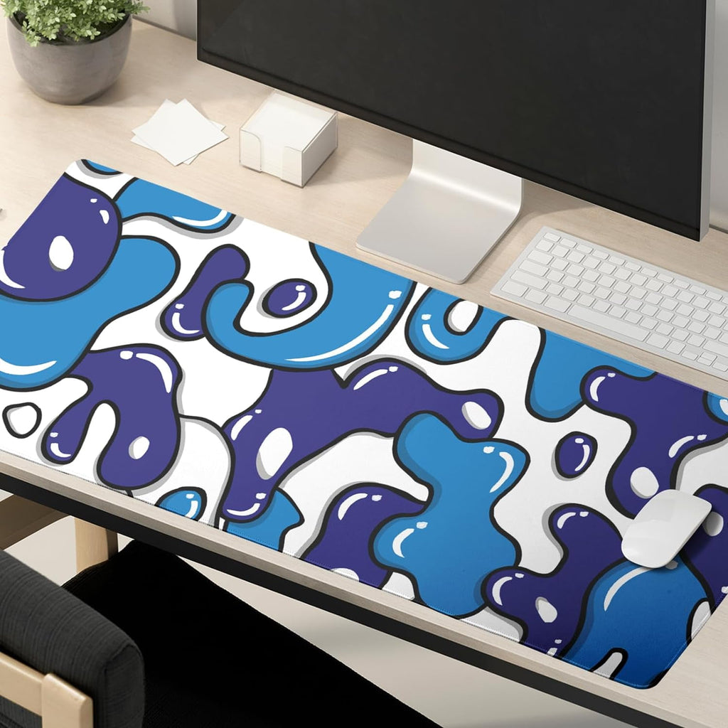 Navy Blue White Gaming Mouse Pad XL 31.5”x11.8” Anime Cool Desk Pad Geometric Japanese Desk Mat Non-Slip Rubber Base ... - Image 6