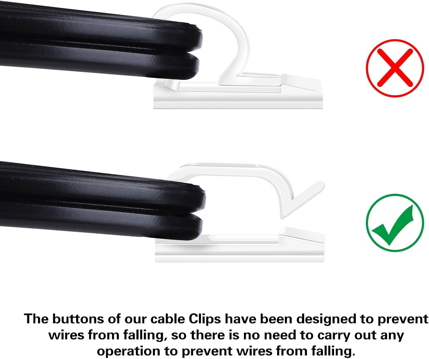 60 PCS 3/4” Adhesive Cable Wire Clips Clear, Cable Staples Outdoor Cable Management Wire Organizer Cord Holder for Un... - Image 4