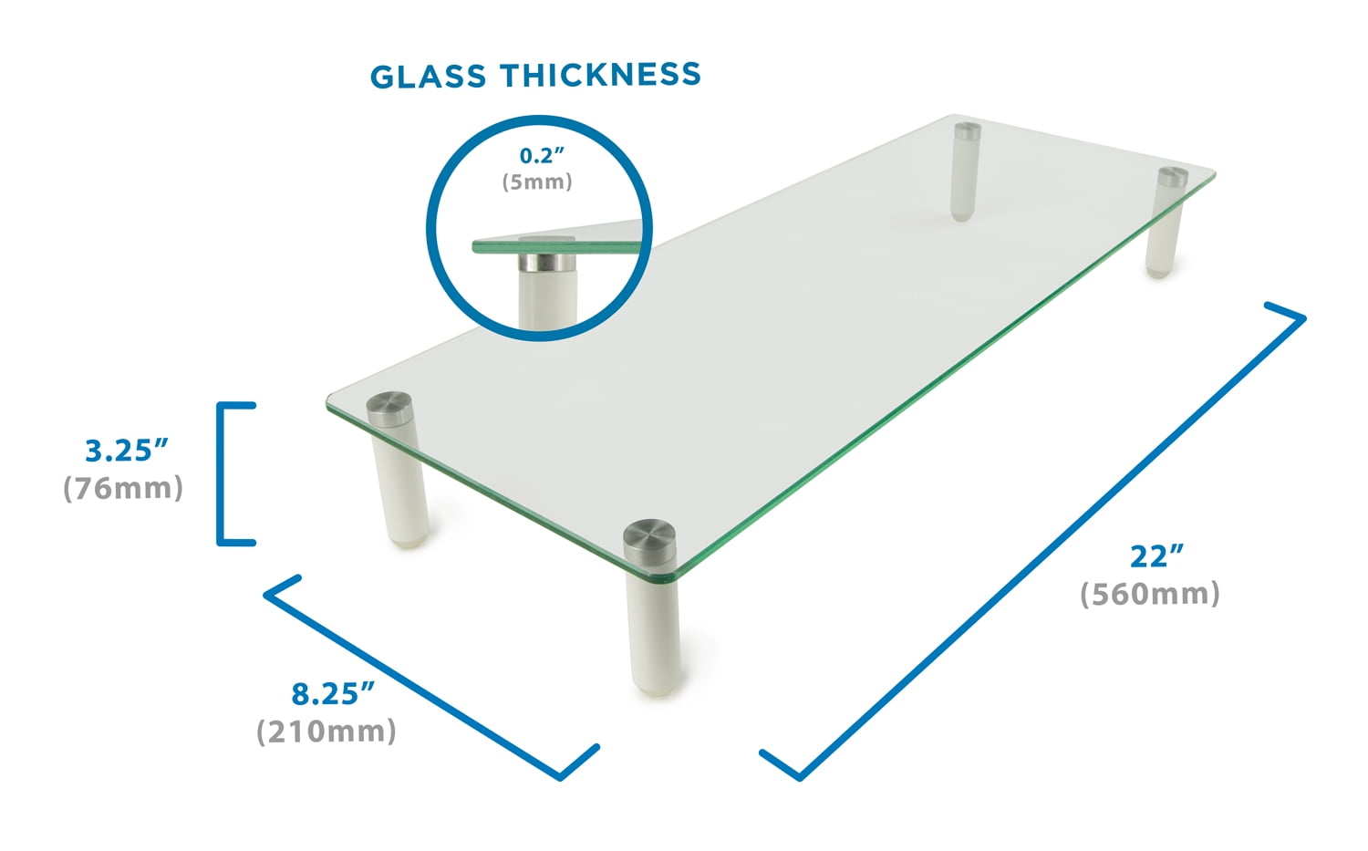 Mount-It! Glass Monitor Stand Riser | Fits 17-24 Inch Screens | Height Adjustable - Image 2