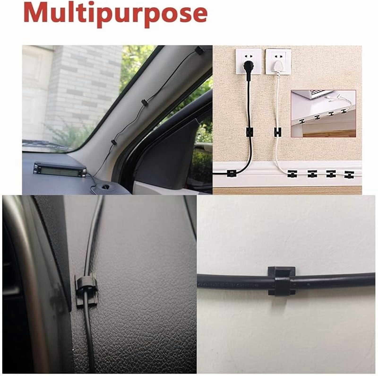 FGLHS Upgraded Cable Clips 40pcs with Strong Adhesive Tapes,Wire Holder Organizer Cord Management for Car, Office and Home, Black- CC05, Upg - Image 3