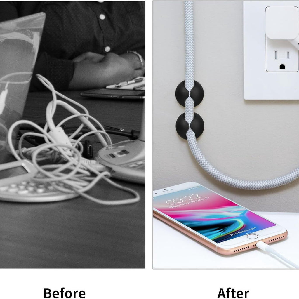 Cord Holder Cable Clips - Black Adhesive Cable Organizer for Charger & Wire Management at Nightstand, Desk, Office or... - Image 4