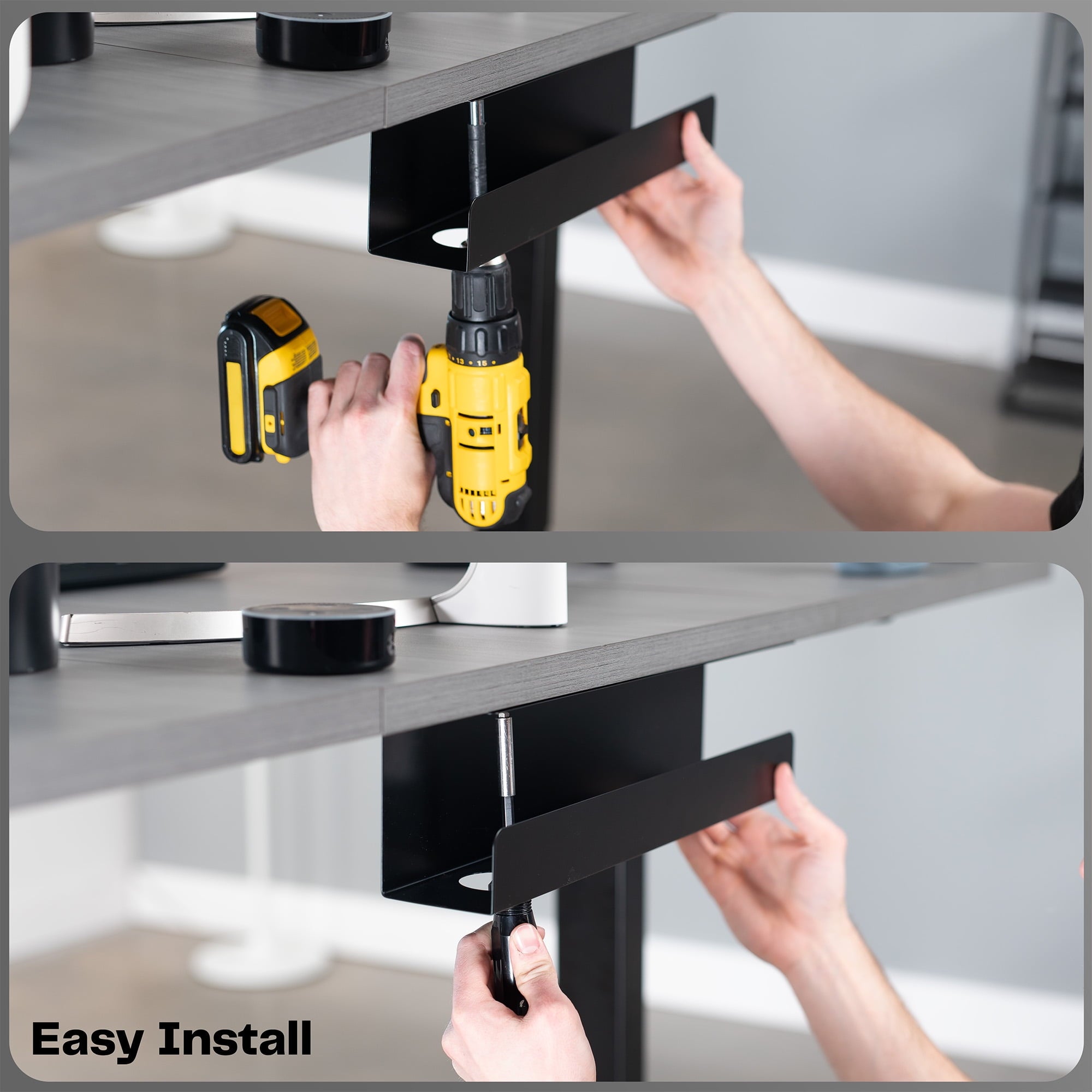 Black Under Desk 17" Cable Management Tray, Wire Organizer, Cord Holder - Image 2