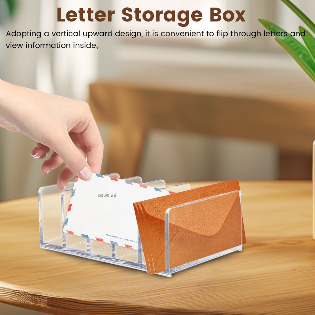 Acrylic Mail Organizer for Desk, 5 Compartments Thick Clear Mail Holder Letter Sorter Countertop, Modern Office Home ... - Image 6