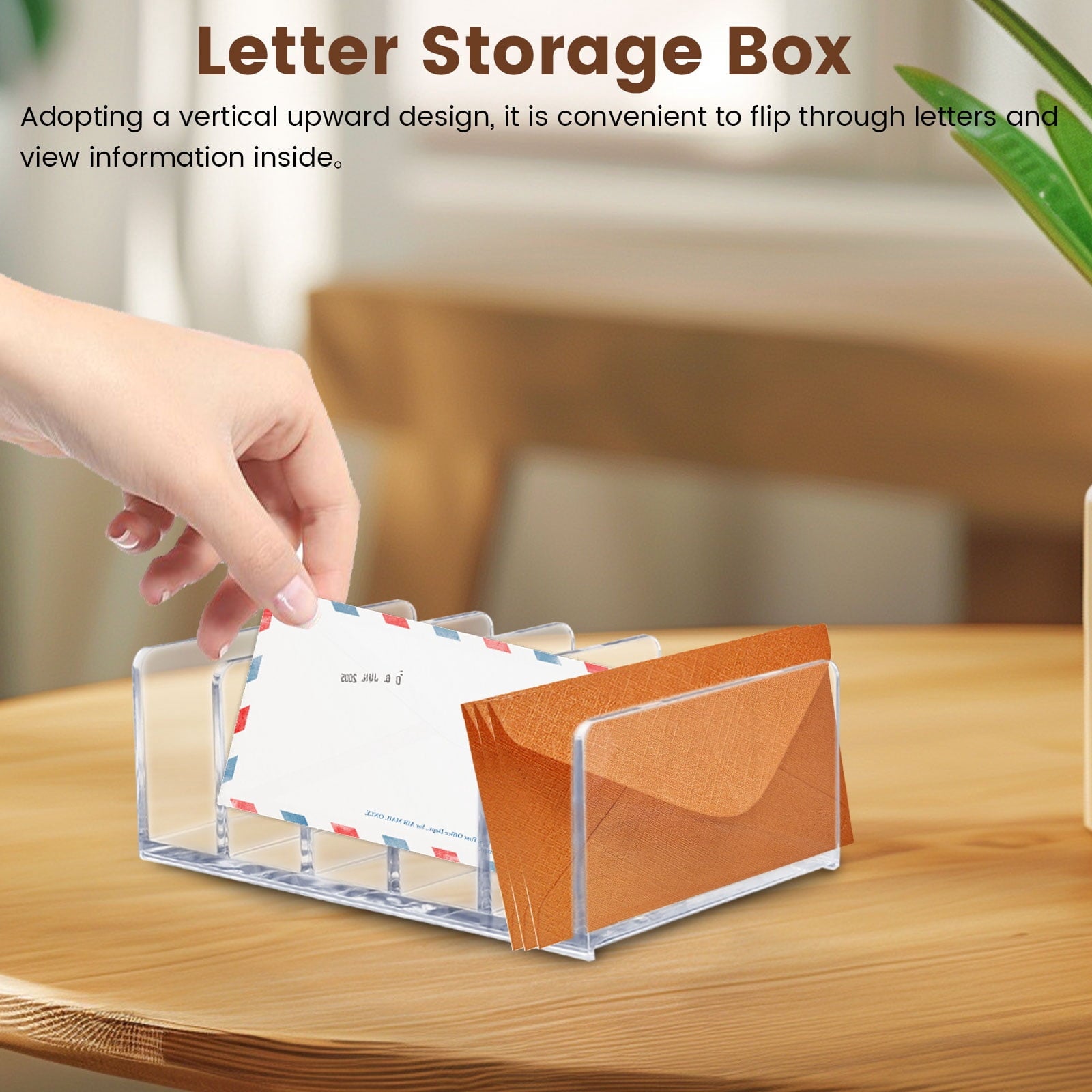 Acrylic Mail Organizer for Desk, 5 Compartments Thick Clear Mail Holder Letter Sorter Countertop, Modern Office Home ... - Image 6