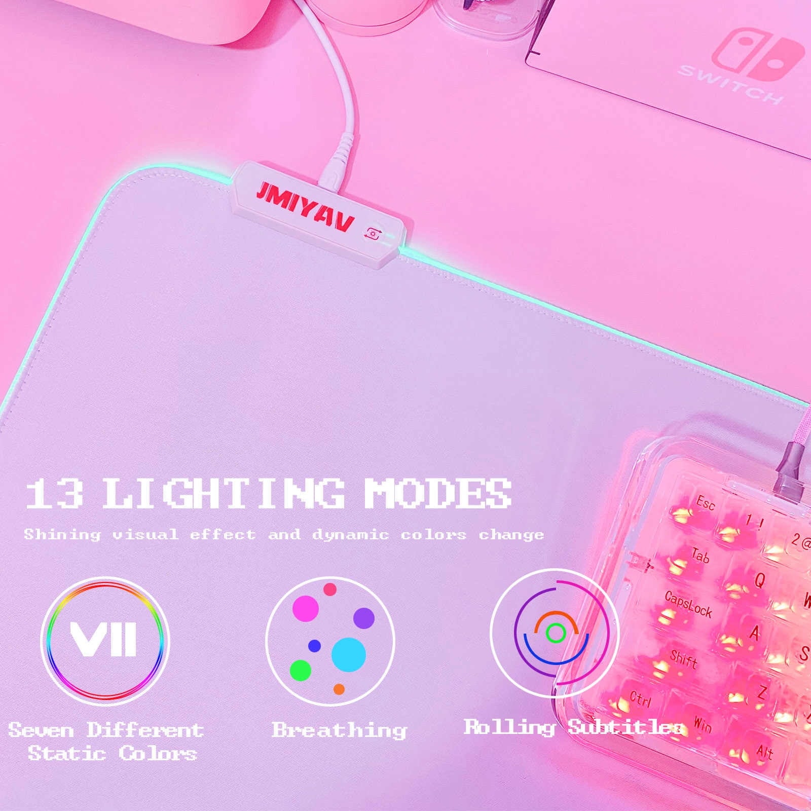 Gaming Mouse Pad White RGB Mousepad Non-Slip Rubber Base Extra Large Cool XL XXL Computer Desk Pad Gaming Accessories... - Image 3
