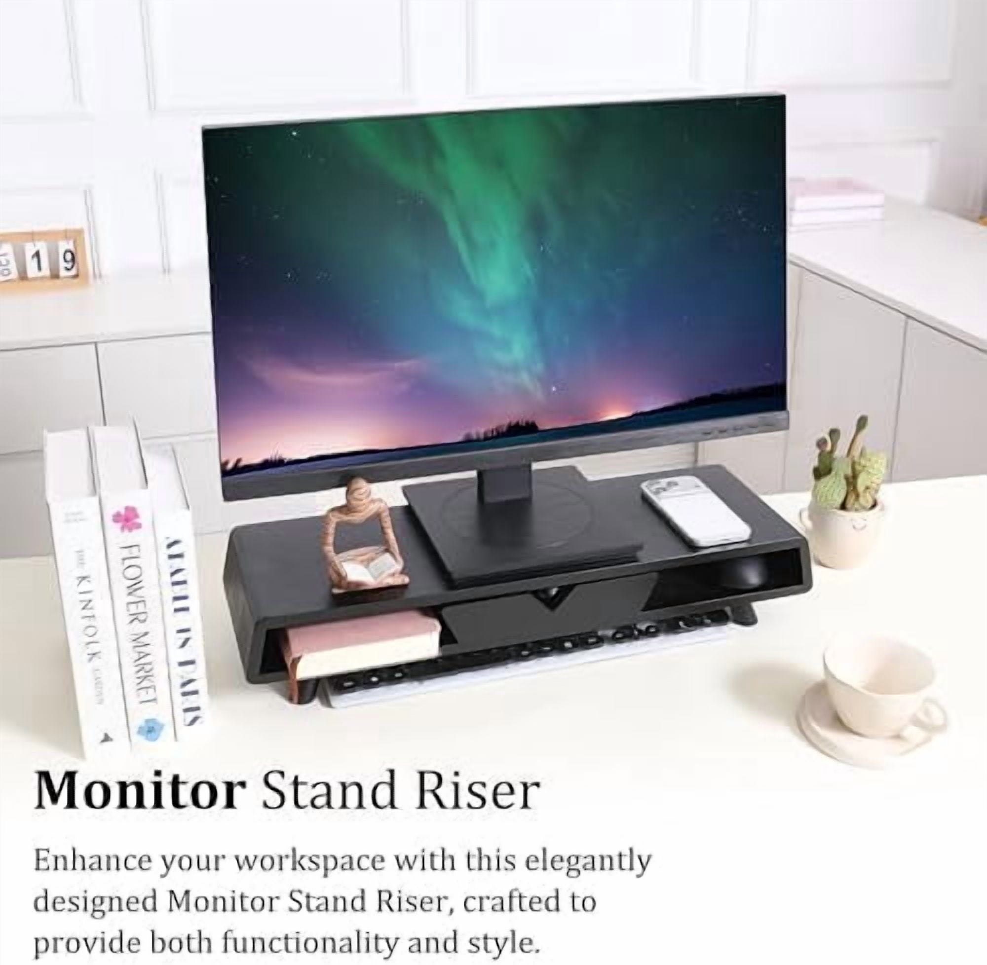 Monitor Stand with Drawer, Exquisite Computer Monitor Stand for Desk, Ergonomic Wood Monitor Stand Riser for Computer... - Image 5