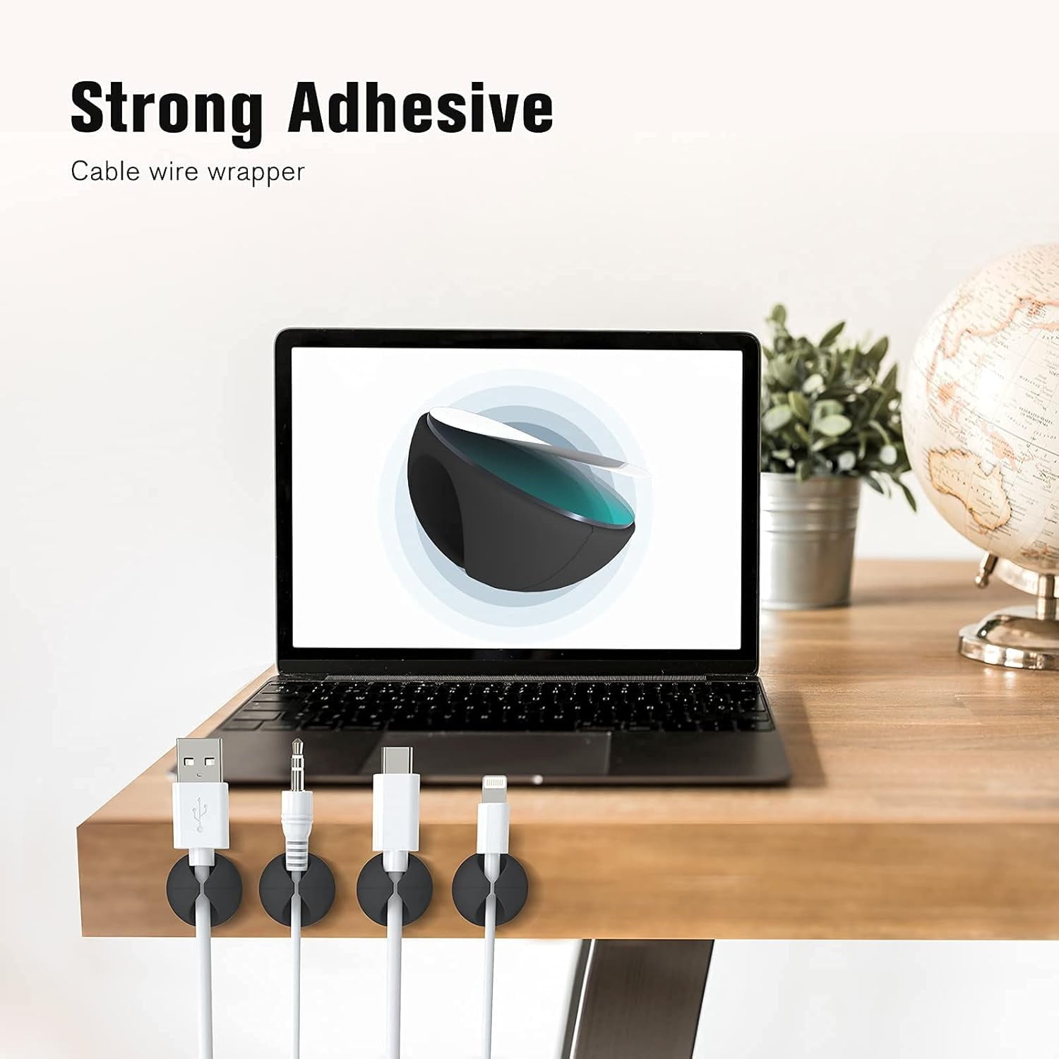 12 Pack Cable Clips, Znben Cable Holder for Desk Cord Organizer Adhesive Cord Management Charger Wire Holder Clips fo... - Image 4