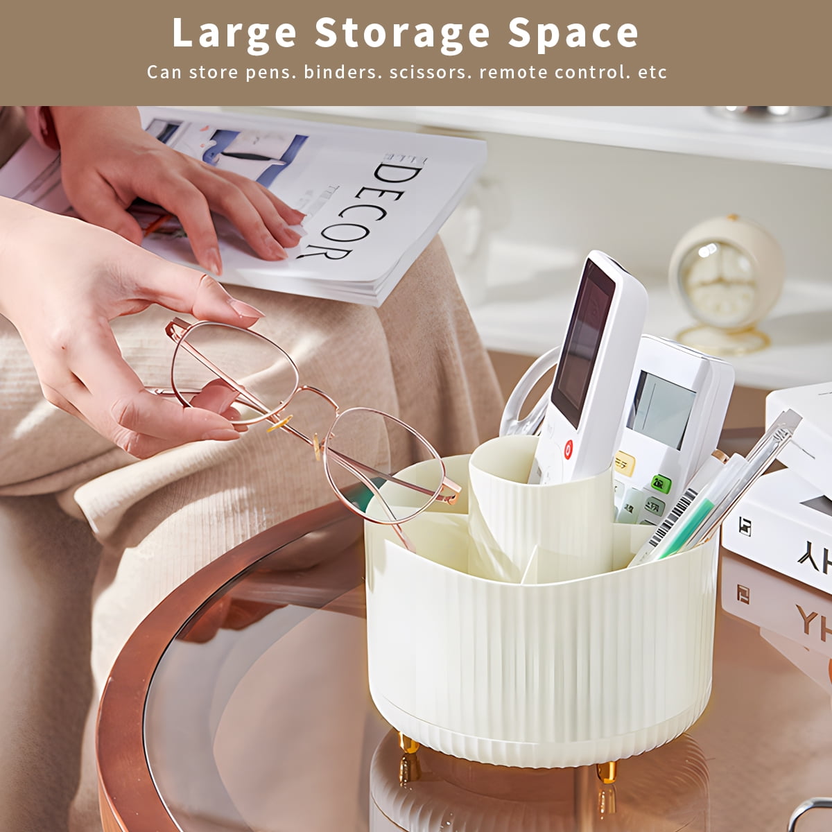 360 Degree Rotating Desk Organizer for Pen and Pen Holder for Office Storage, and Home, Round - Image 5