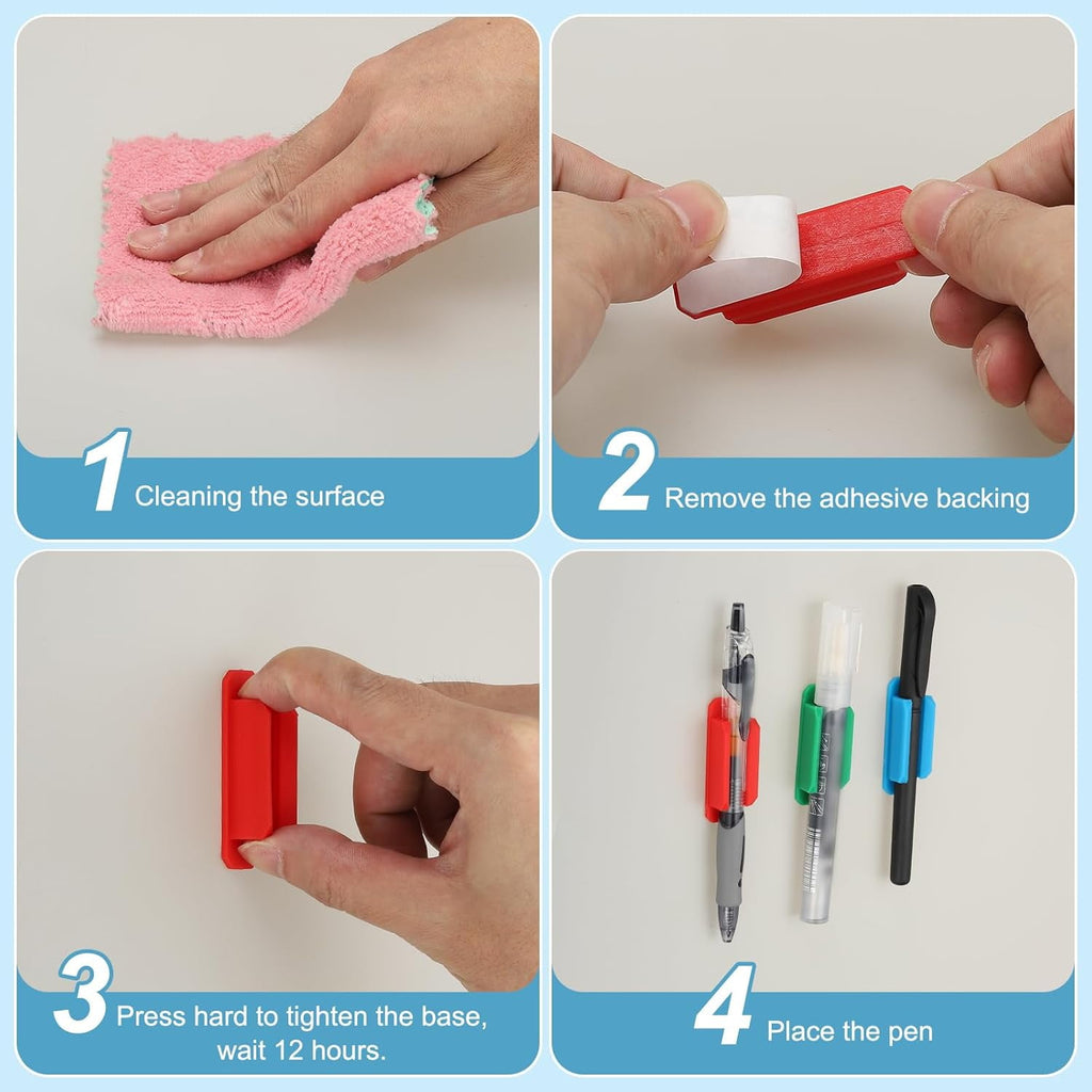 20 Pack Adhesive Silicone Pen Holder, Multicolor Desk Organizer for Classroom, Office, Home & Car, Ideal for Teachers. - Image 3