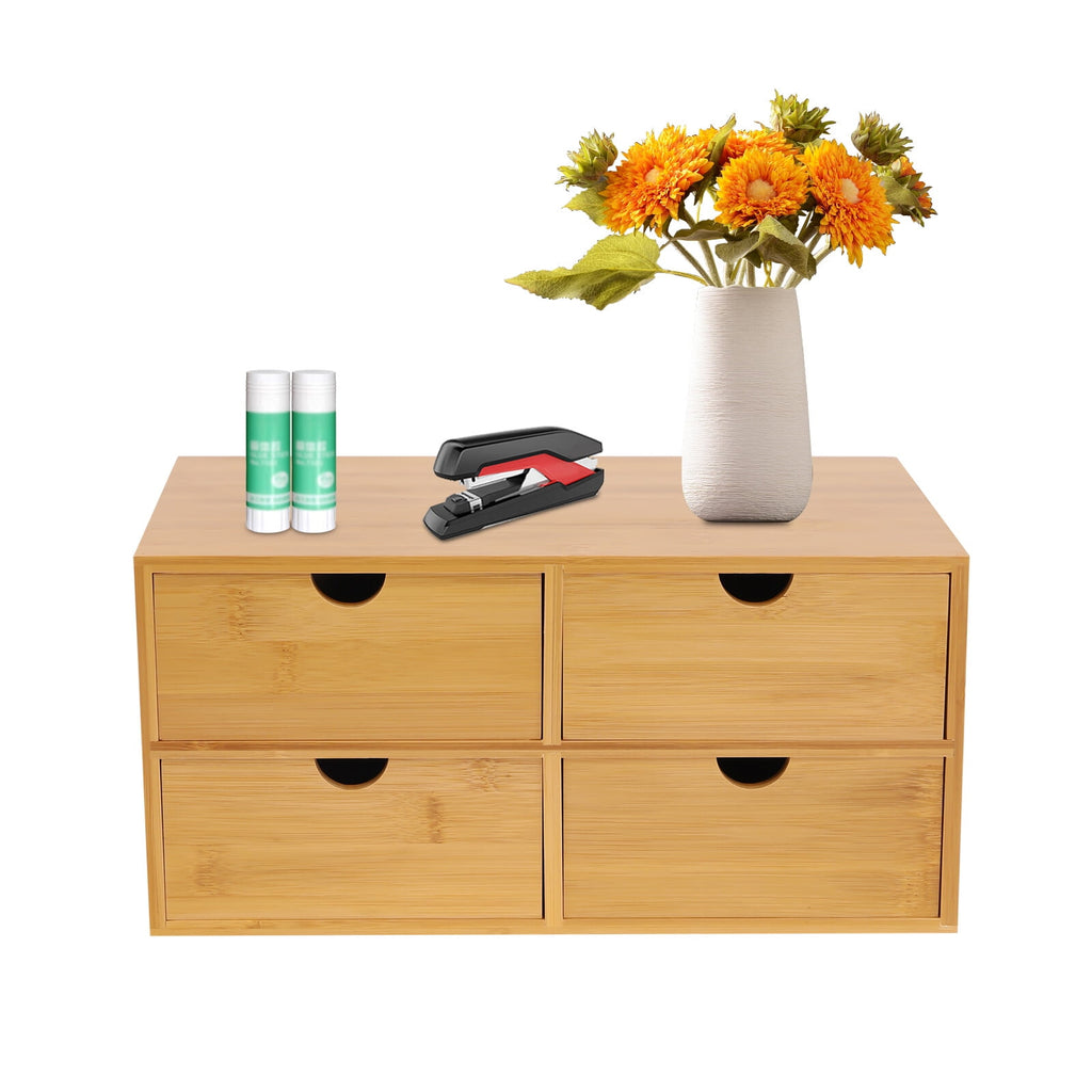 Bamboo Desk Organizer with 4 Drawers, Office Tabletop Storage Organization Box - Image 5