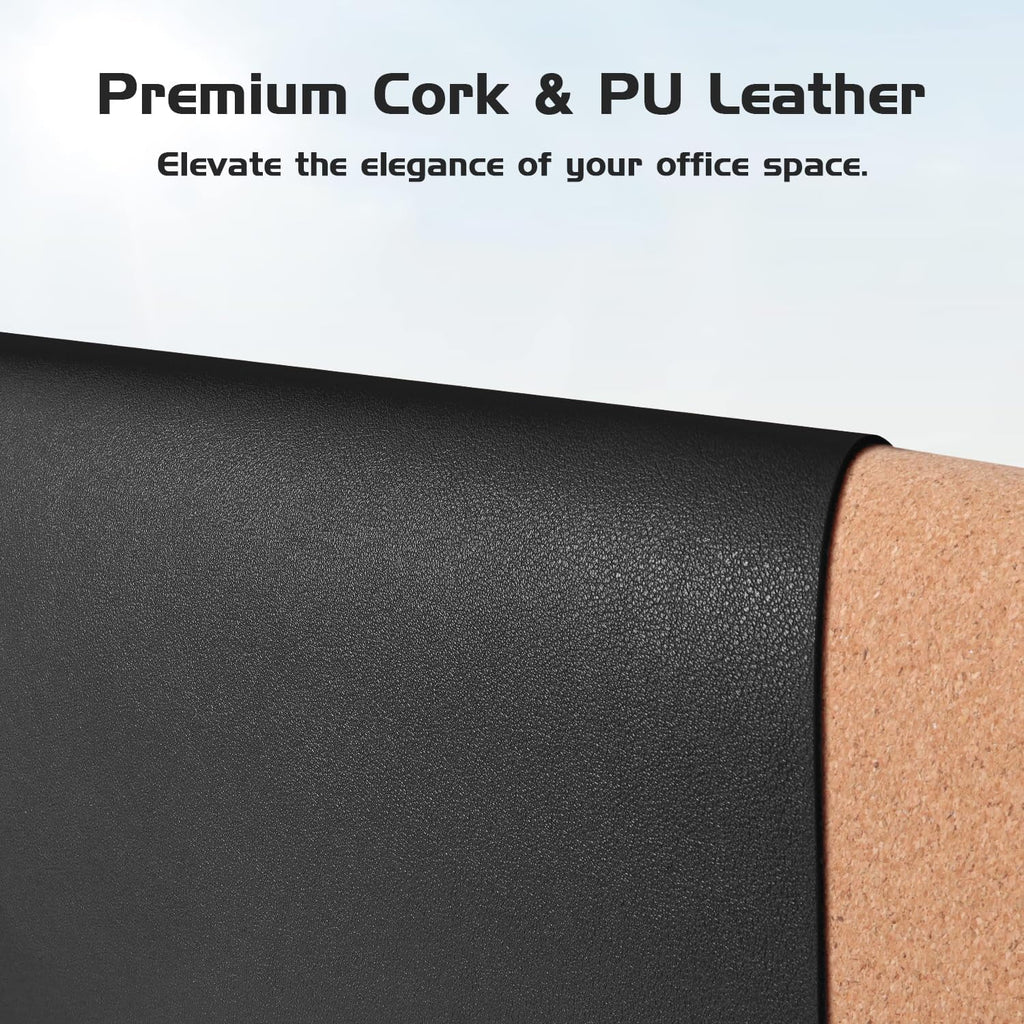 Dual-Sided Desk Pad, Leather Desk Mat, Natural Cork Desk Pad Protector, Large Mouse Pad for Desk, Waterproof Desk Blo... - Image 2