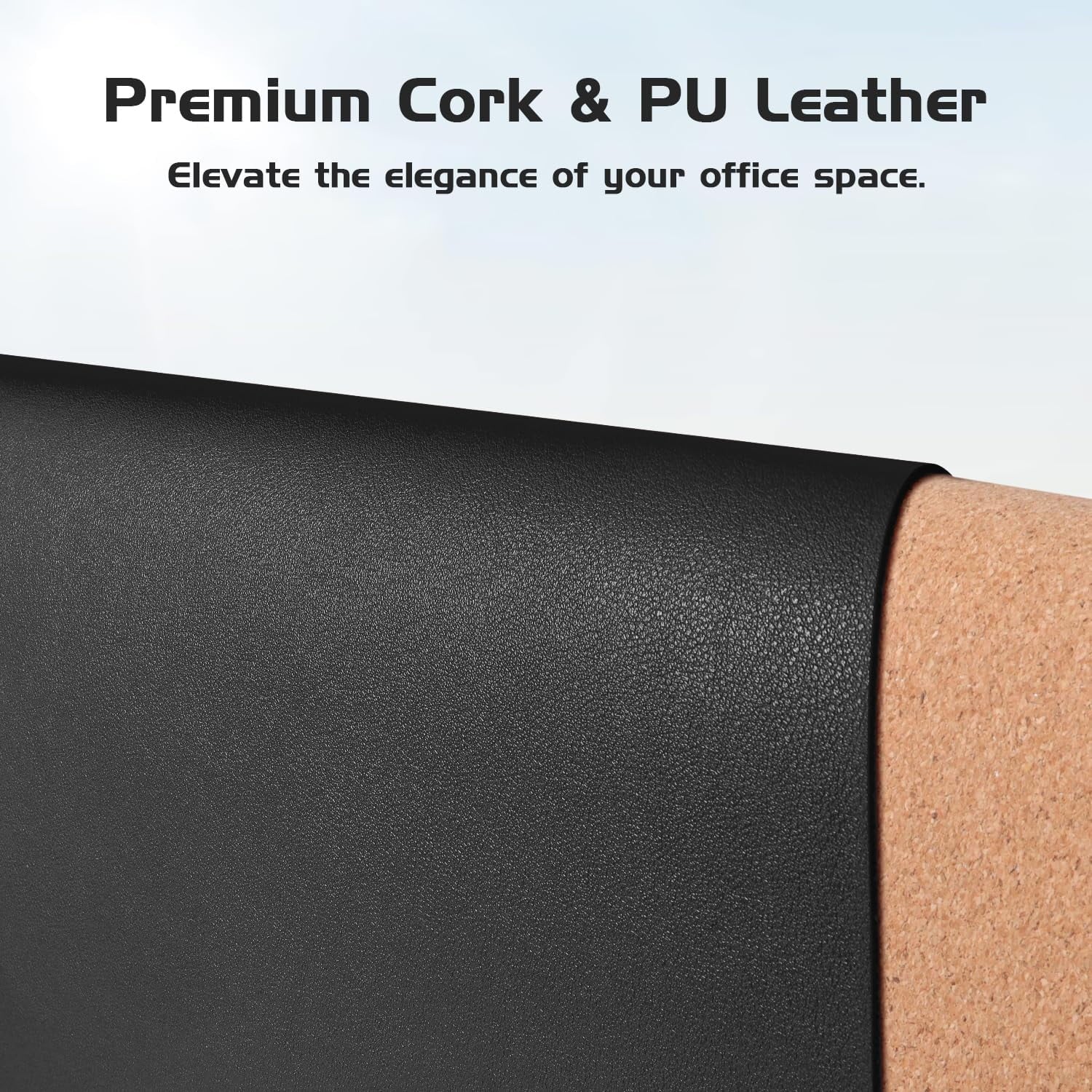Dual-Sided Desk Pad, Leather Desk Mat, Natural Cork Desk Pad Protector, Large Mouse Pad for Desk, Waterproof Desk Blo... - Image 2