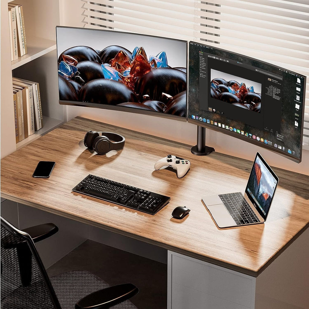 Dual Monitor Stand for 13 to 32 Inch Screens, Desk Mount with C-Clamp, Each Arm Holds 17.6 lbs, Double Monitor Mount Full Motion Adjustabili - Image 5