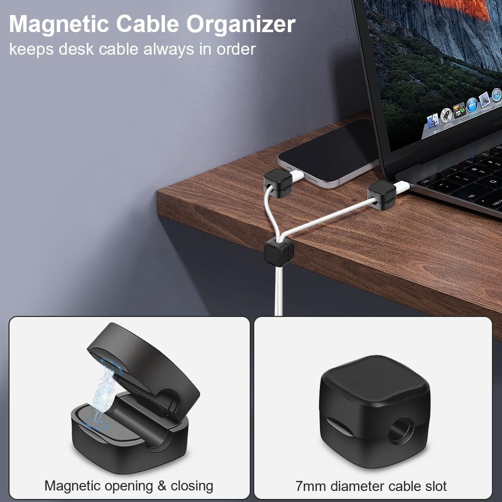 Magnetic Cable Clips Adhesive Cord Organizer, Black, 12 Pack - Image 3