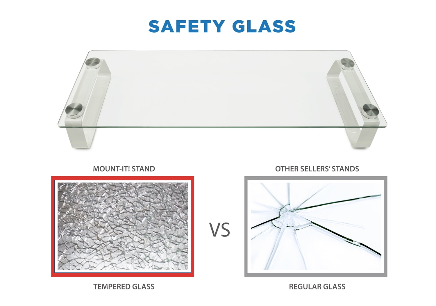 Glass Monitor Stand| Fits 17"-27" Computer Screens | Capacity - Image 2
