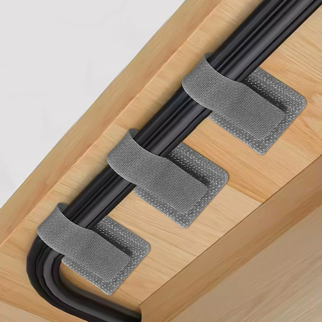 10Pcs Management Under Desk, Strong Adhesive Tape Cord Organizer, Adjustable Hook and Loop Ties, Reusable Cord Holder... - Image 6