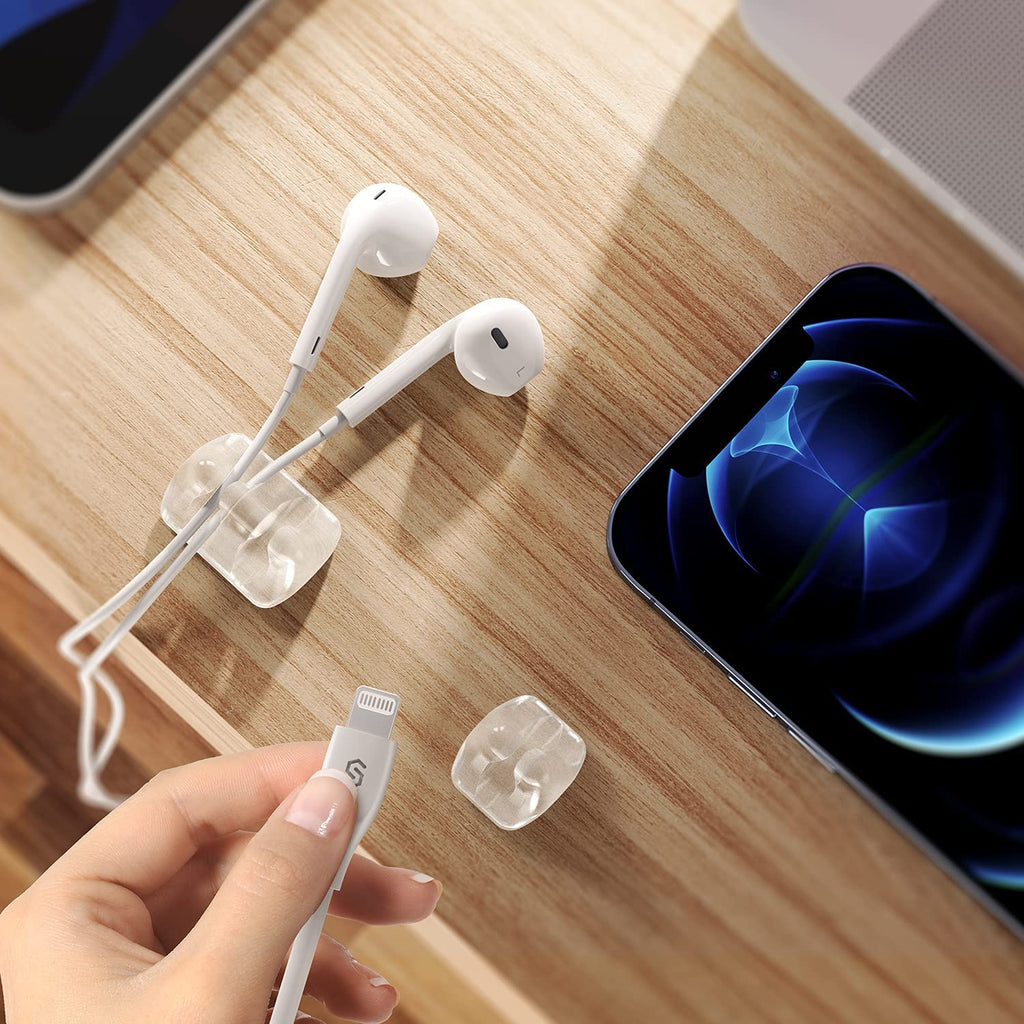 Syncwire Cable Clips Cord Holders Self Adhesive Cord Organizer Cable Management for Desk, Home, Office - Clear - Image 6
