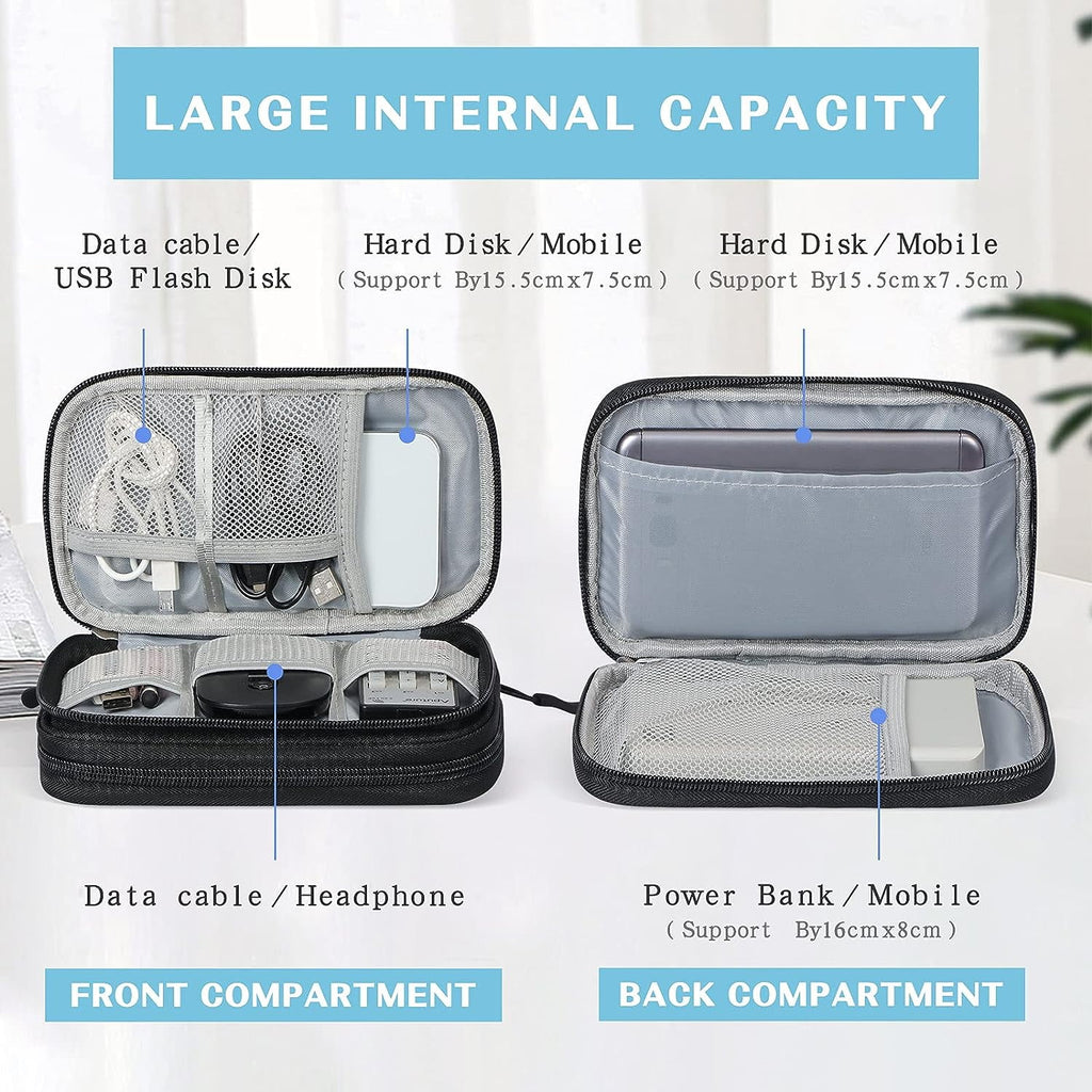 Black Travel Cable Organizer Bag Electronic Organizer Pouch Bag Electronic for Cable, Cord, Charger Accessories Doubl... - Image 3
