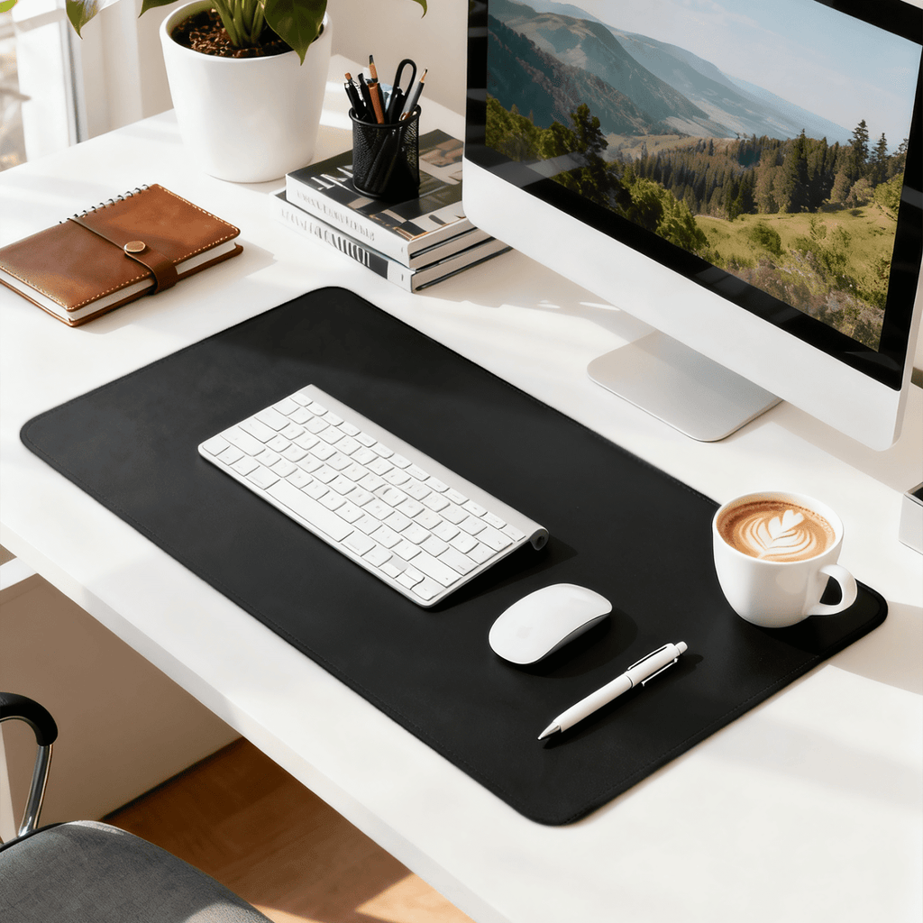 Leather Desk Pad Protector, Large PU Mouse Pad, Waterproof Office Desk Mat, Non-Slip Desk Blotter Pad with Strap, Wri... - Image 3