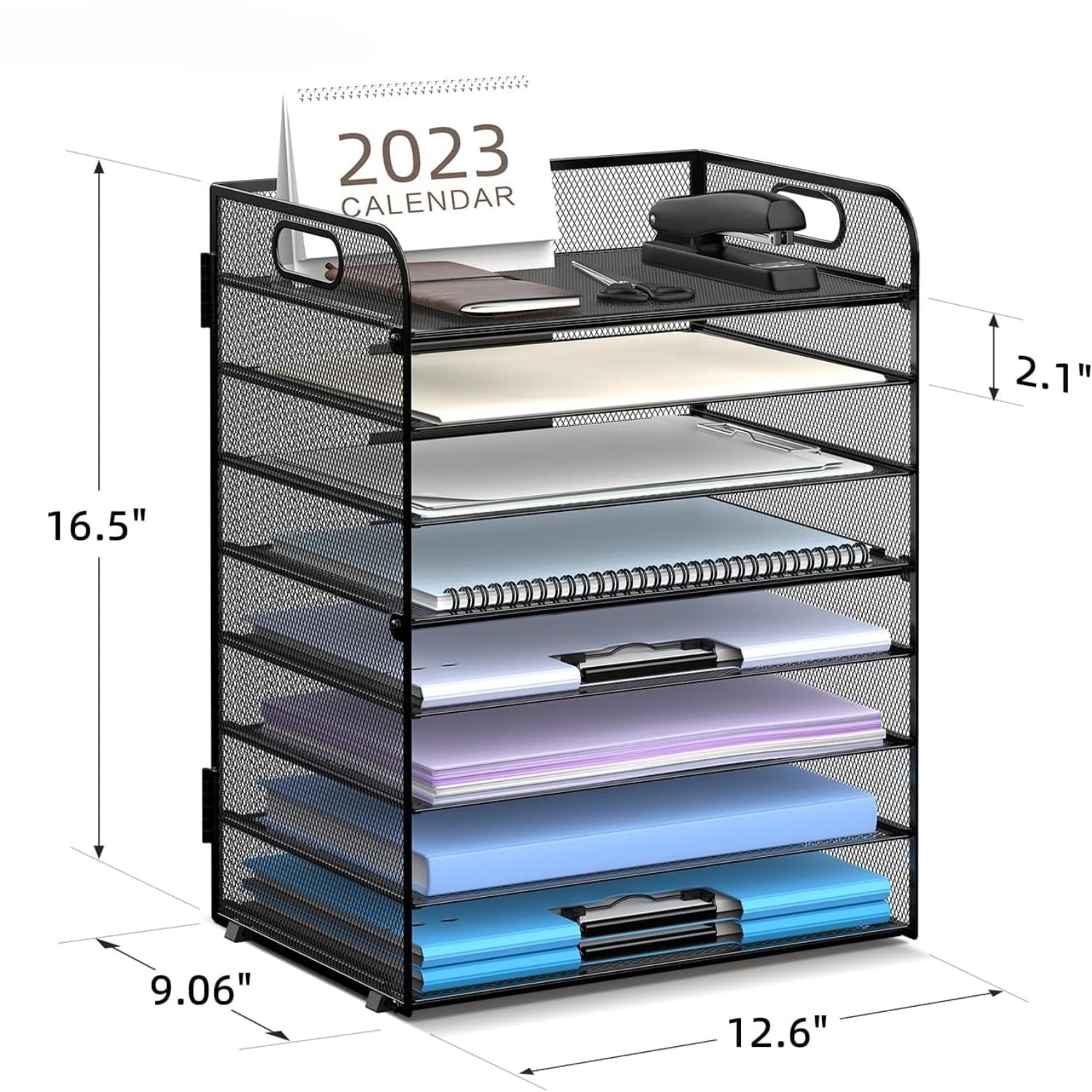 8-Tier Paper Letter Tray Organizer with Handles, Desk Organizers and Accessories, Desk Paper Organizer for Office, Home - Image 2