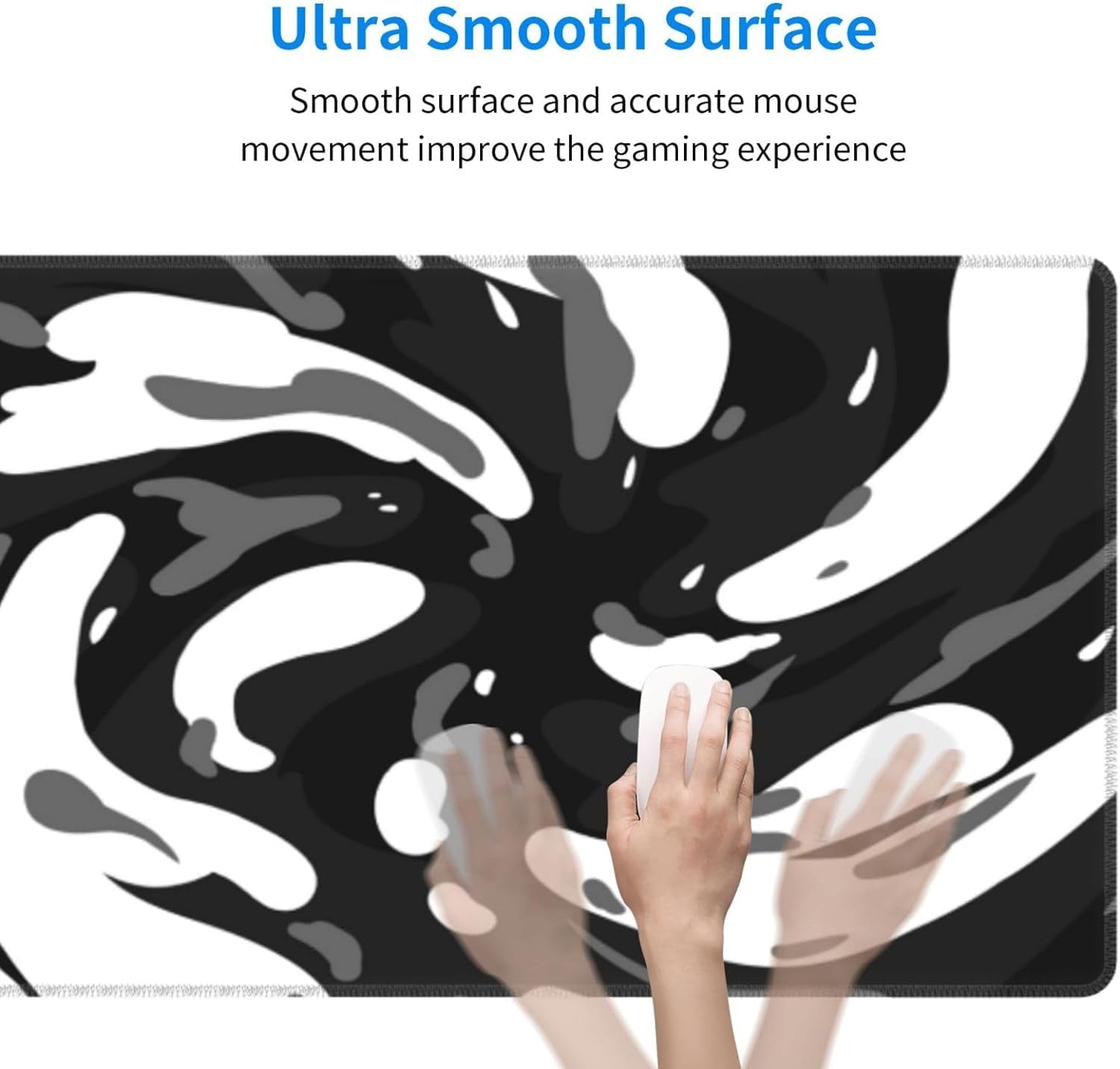 Black White Topographic Mouse Pad XL Large Gaming Mousepad Extended Desk Mats Non Slip Rubber Base Desktop Mat for Work Game Office Home 31. - Image 4