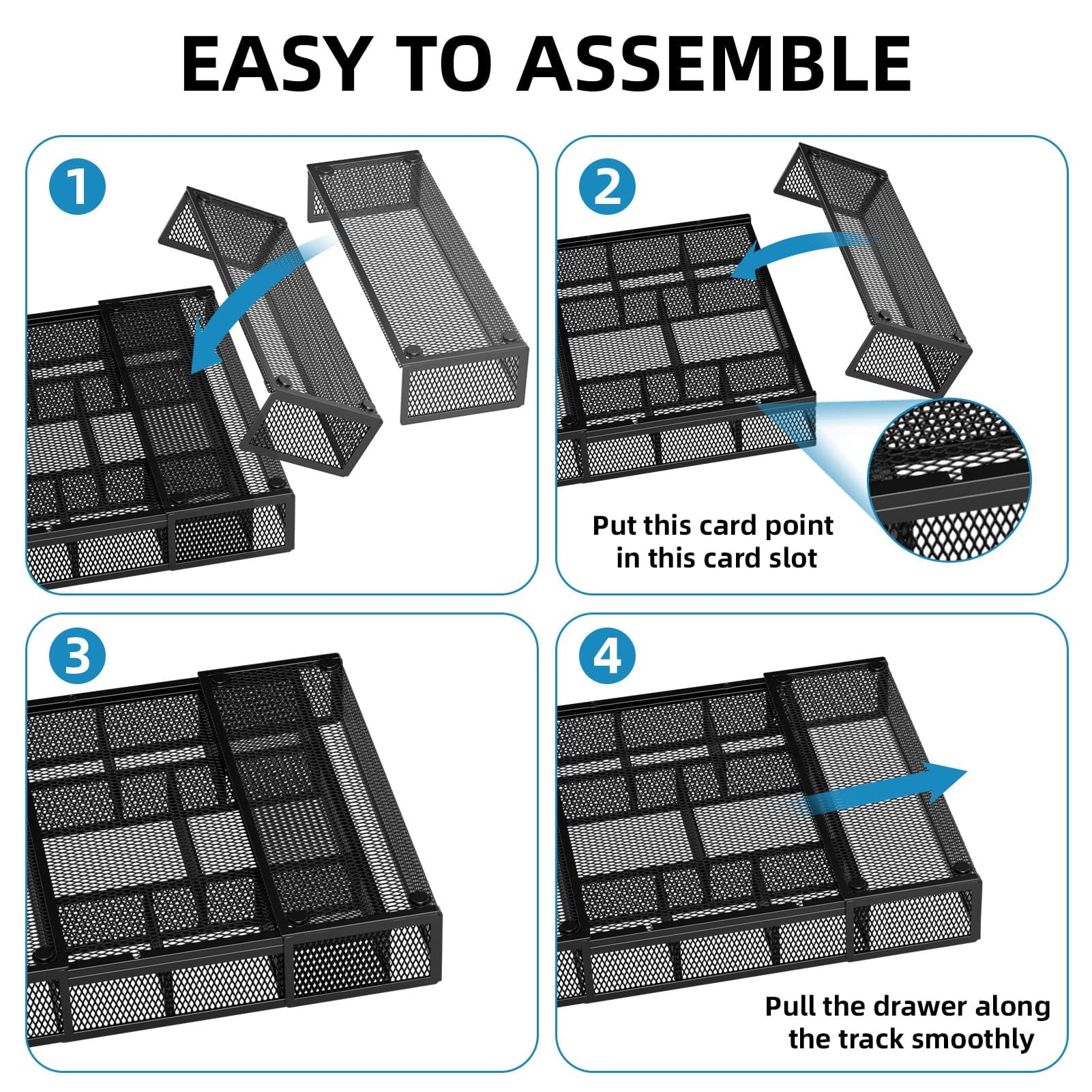 Drawer Organizer, Mesh Drawer Organizer Tray with 10 Adjustable Compartments, Organizers and Accessories - Image 3