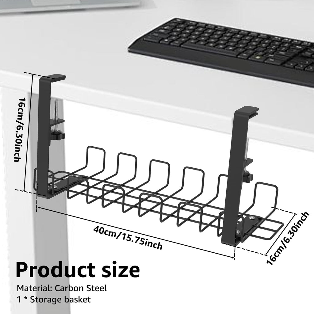 Management Tray with Clamps Metal Cord Organizer No Drill Management Rack Sturdy Organizer for Wire Management Black - Image 6