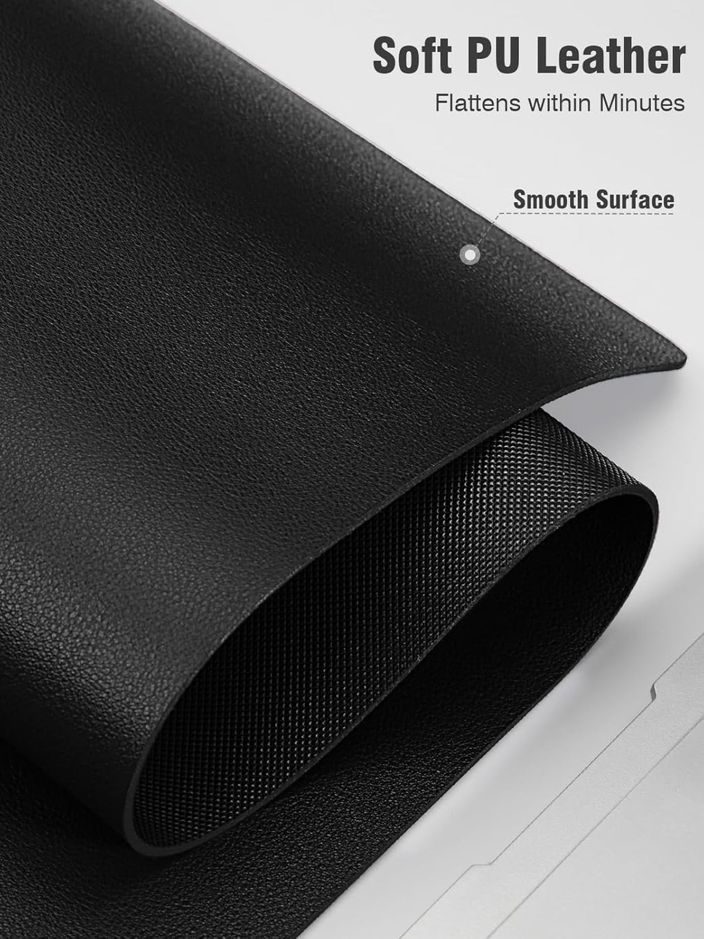Desk Pad Protector, Office PU Leather Mouse Mat, 31.5 x 15.7, Waterproof & Non-Slip Base Large Mouse Pad for Home, Black - Image 4