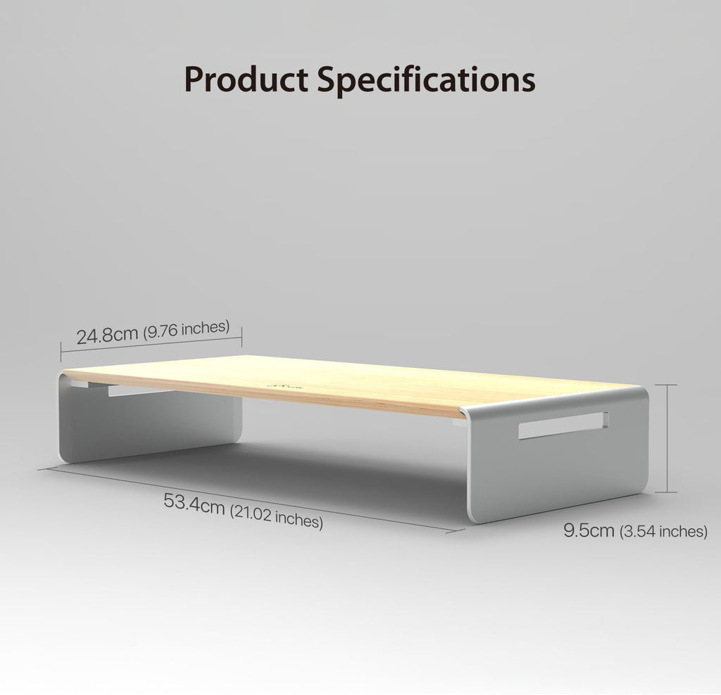 Premium Monitor Stand with Wood Top and Aluminum Base for TV Screen Laptop Printer Riser  Load 88 lbs - Image 6