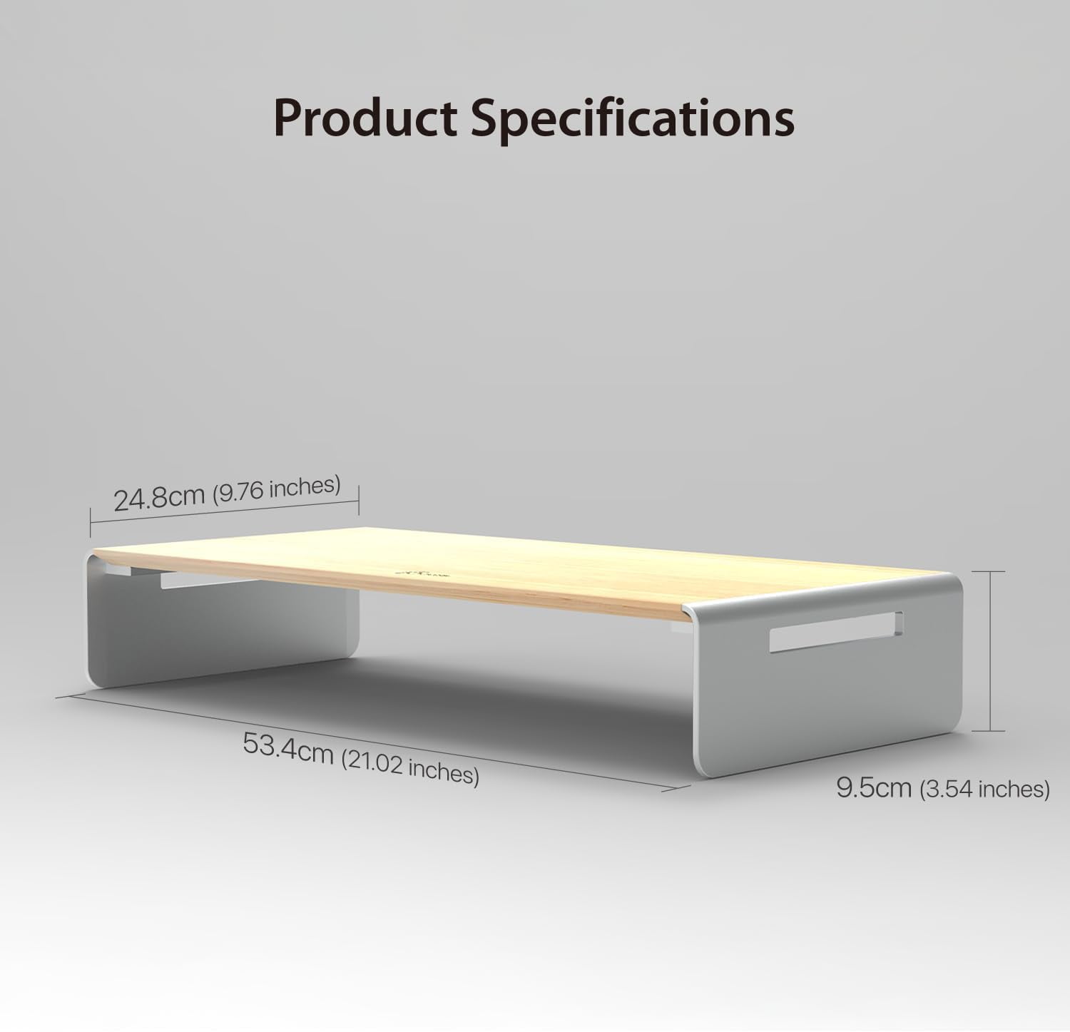 Premium Monitor Stand with Wood Top and Aluminum Base for TV Screen Laptop Printer Riser  Load 88 lbs - Image 6