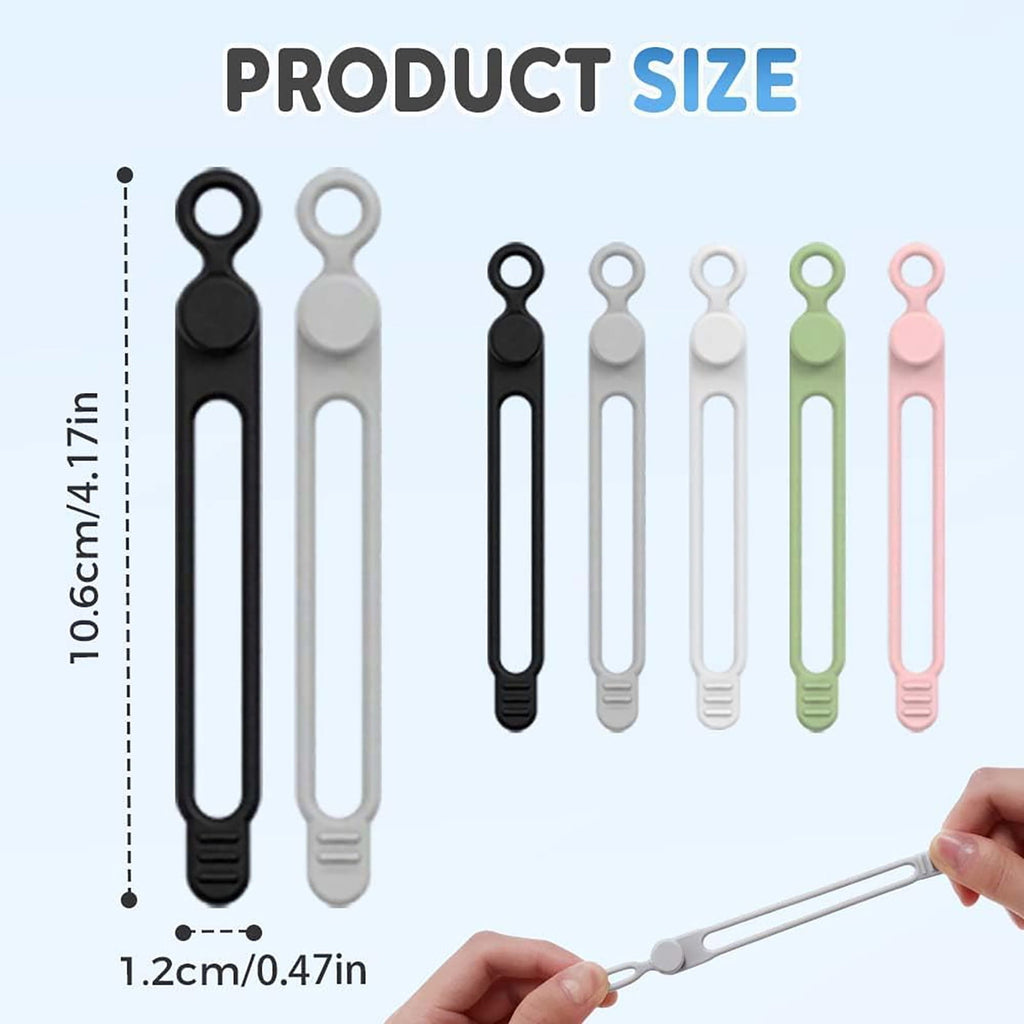 Reusable Silicone Cable Ties, 4.17" Adjustable Cord Organizer for Wire Management, Home Office & Travel Essentials - Image 4