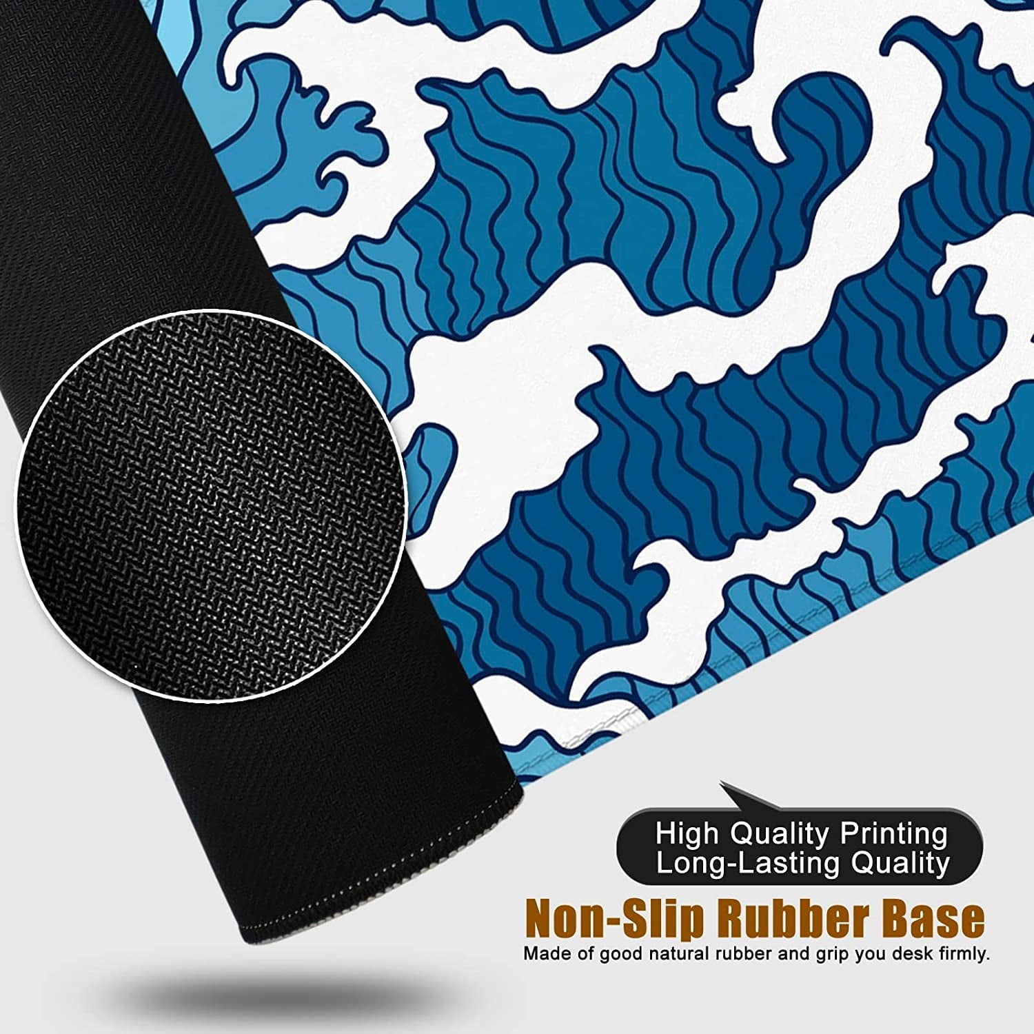 White and Blue Mouse Pad XL 31.5x11.8x0.12 inch Large Mouse Pad for Desk with Personalized Design for Laptop, Computer PC (Blue Wave - 1) - Image 4