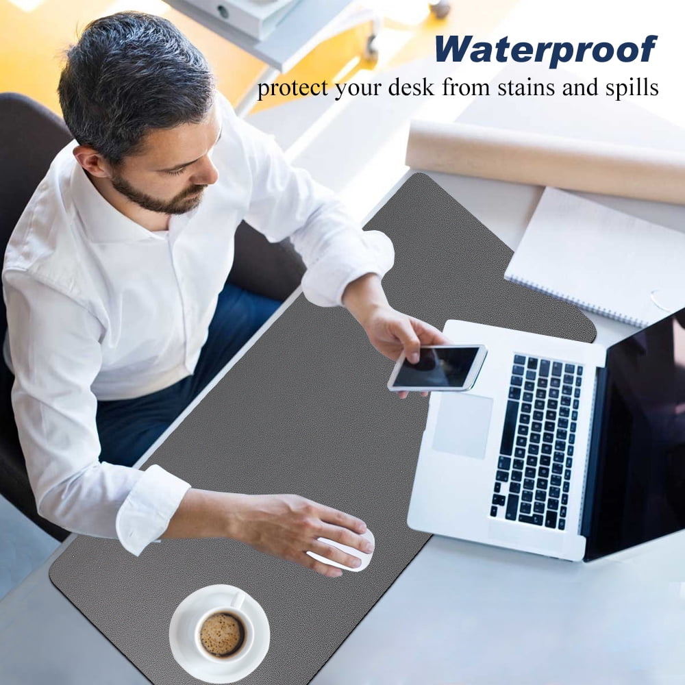 Gray Desk Pad Mat,Large Mouse pad,PU Leather Waterproof Non Slip Desktop Mat  ONLVAN - Image 5