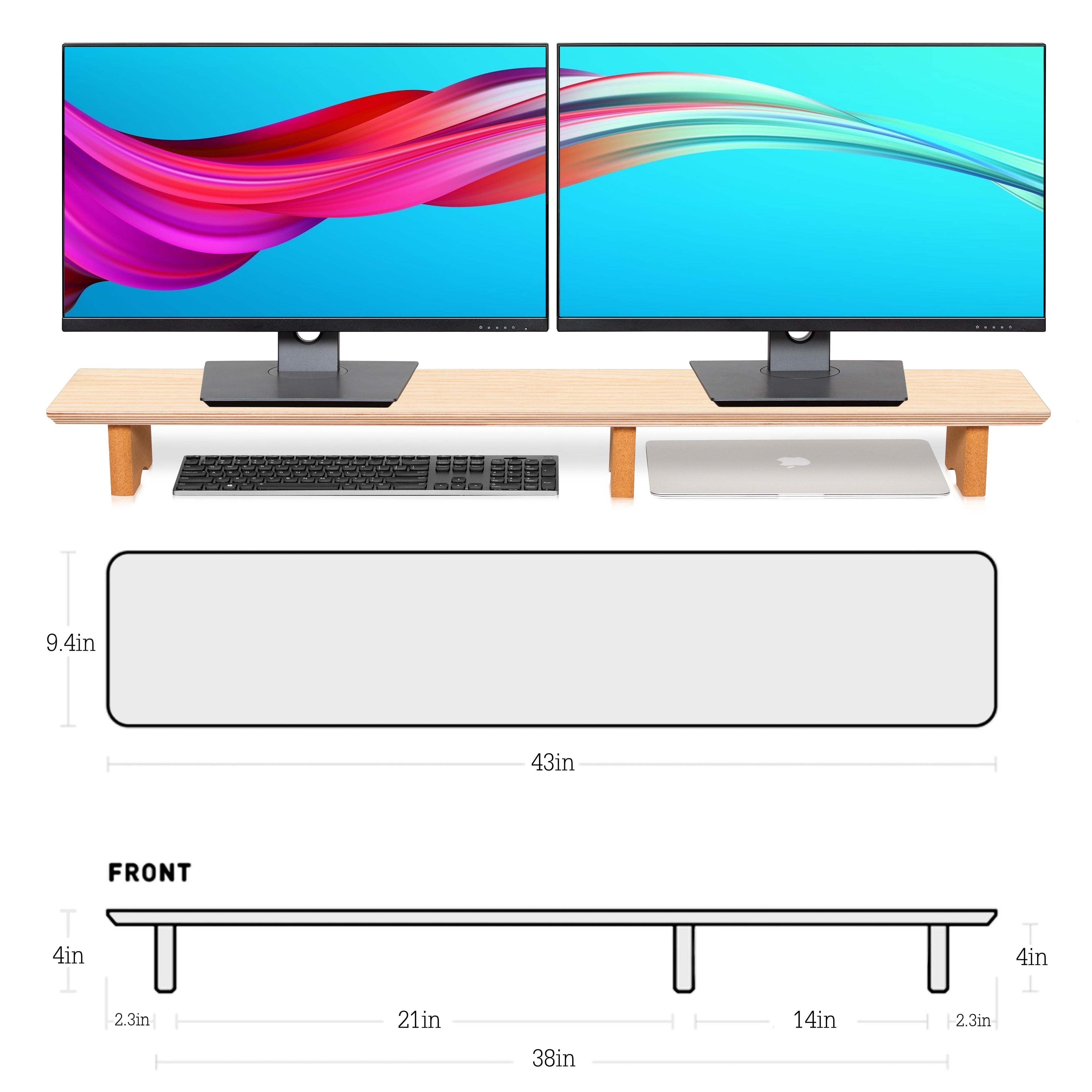 Monitor Stand,Wooden Riser Supports Laptop Computer/TV(Oak) - Image 2