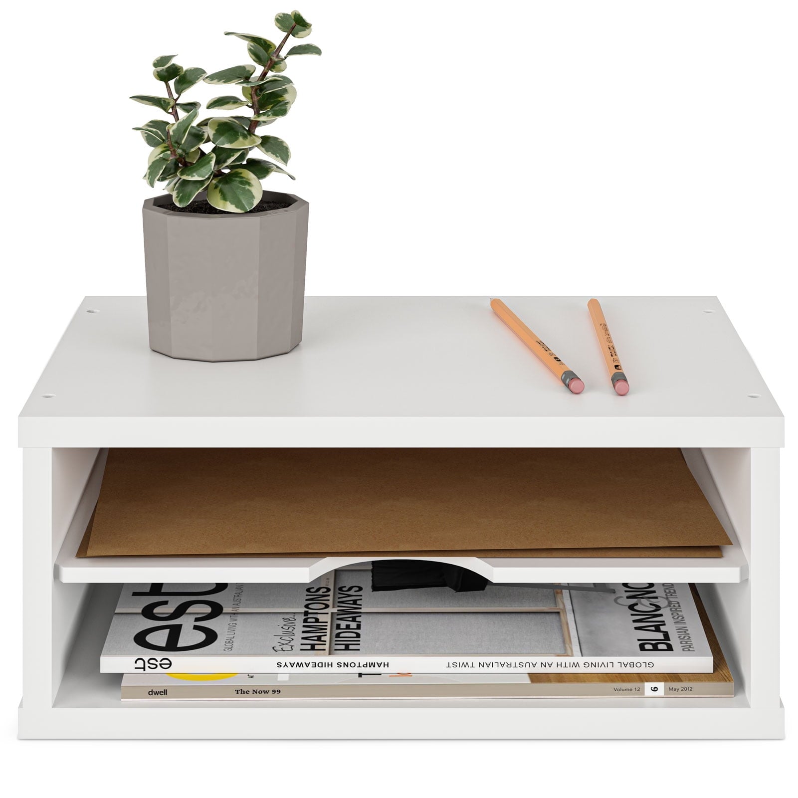 File Organizer, 2-Tier Document Paper Sorter, Stackable Wood Desk Organizer Mail Holder, Monitor Stand with Storage S... - Image 6