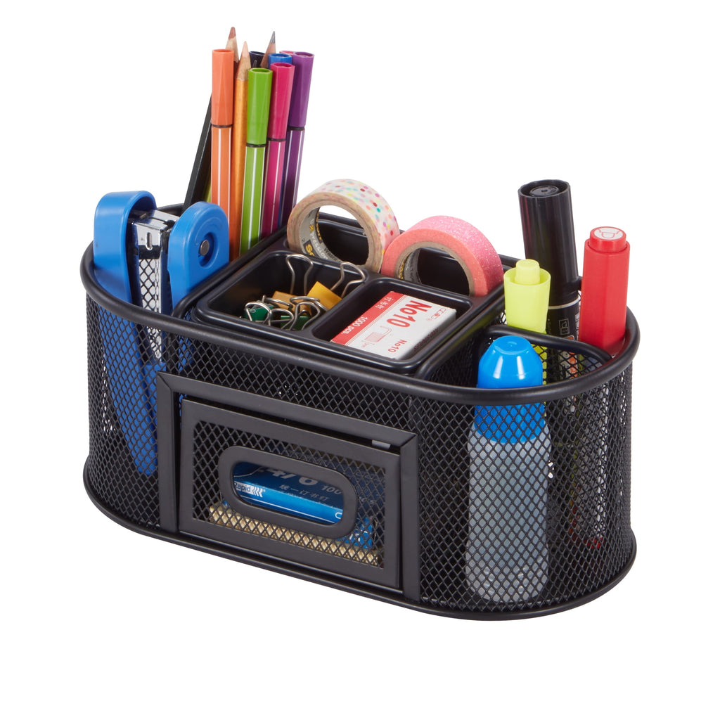 Metal Mesh Desktop Organizer, 8 Compartments, Black - Image 5
