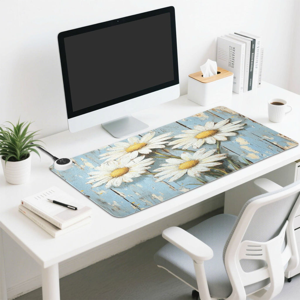 Wobogo Elegant Daisy Heated Mouse Pad Extra-Large Desk Mat With 3 Heating Levels and 3-hour Auto Shut-Off Protection ... - Image 5