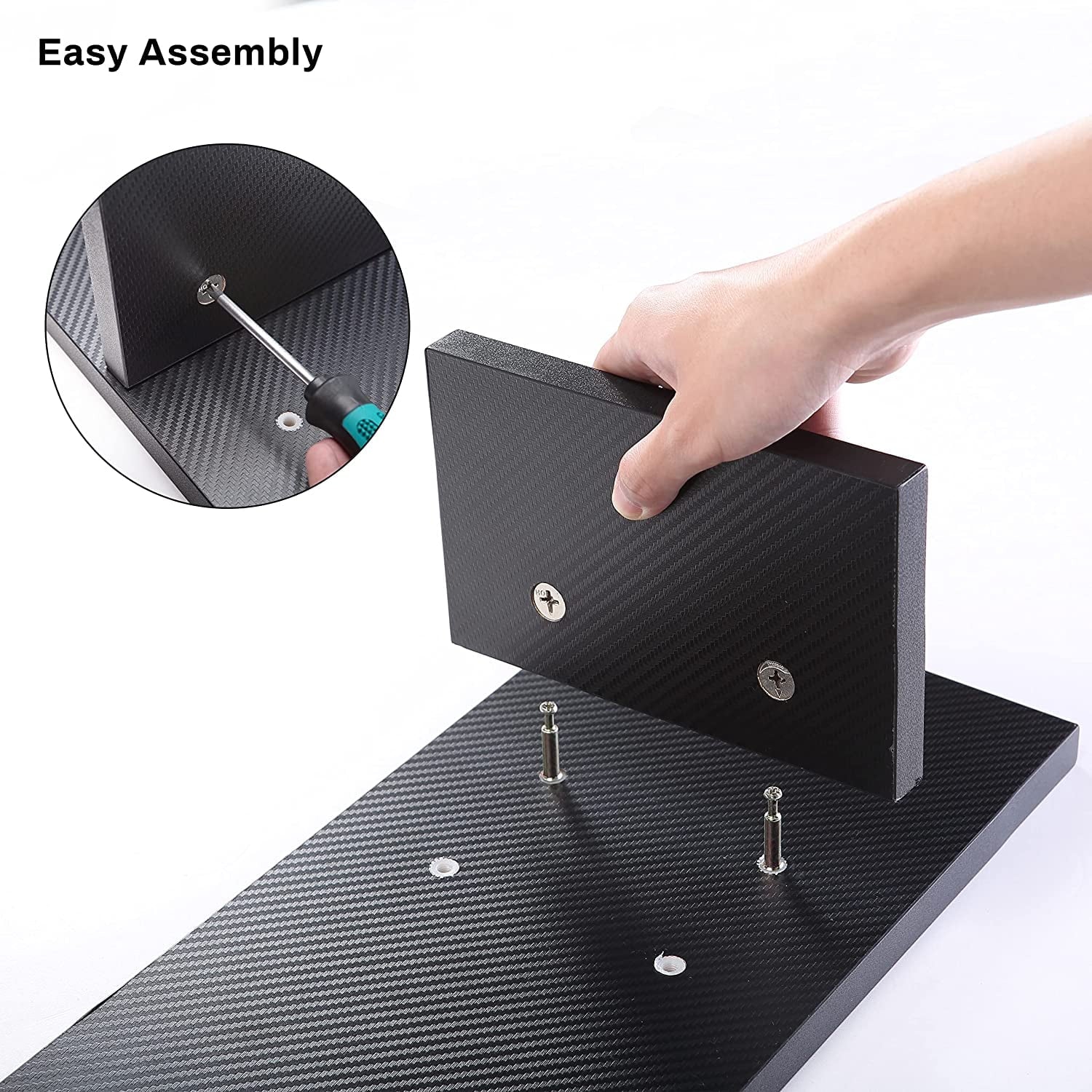 Adjustable , Carbon Fiber Computer Riser for PC Laptop Desktop Organizer (Black) - Image 6