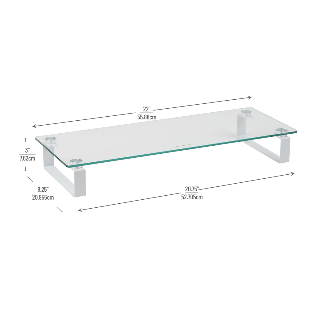 Mind Reader Monitor Stand, Contemporary, Desktop Organizer, Laptop Riser, Office, Glass, Clear - Image 3