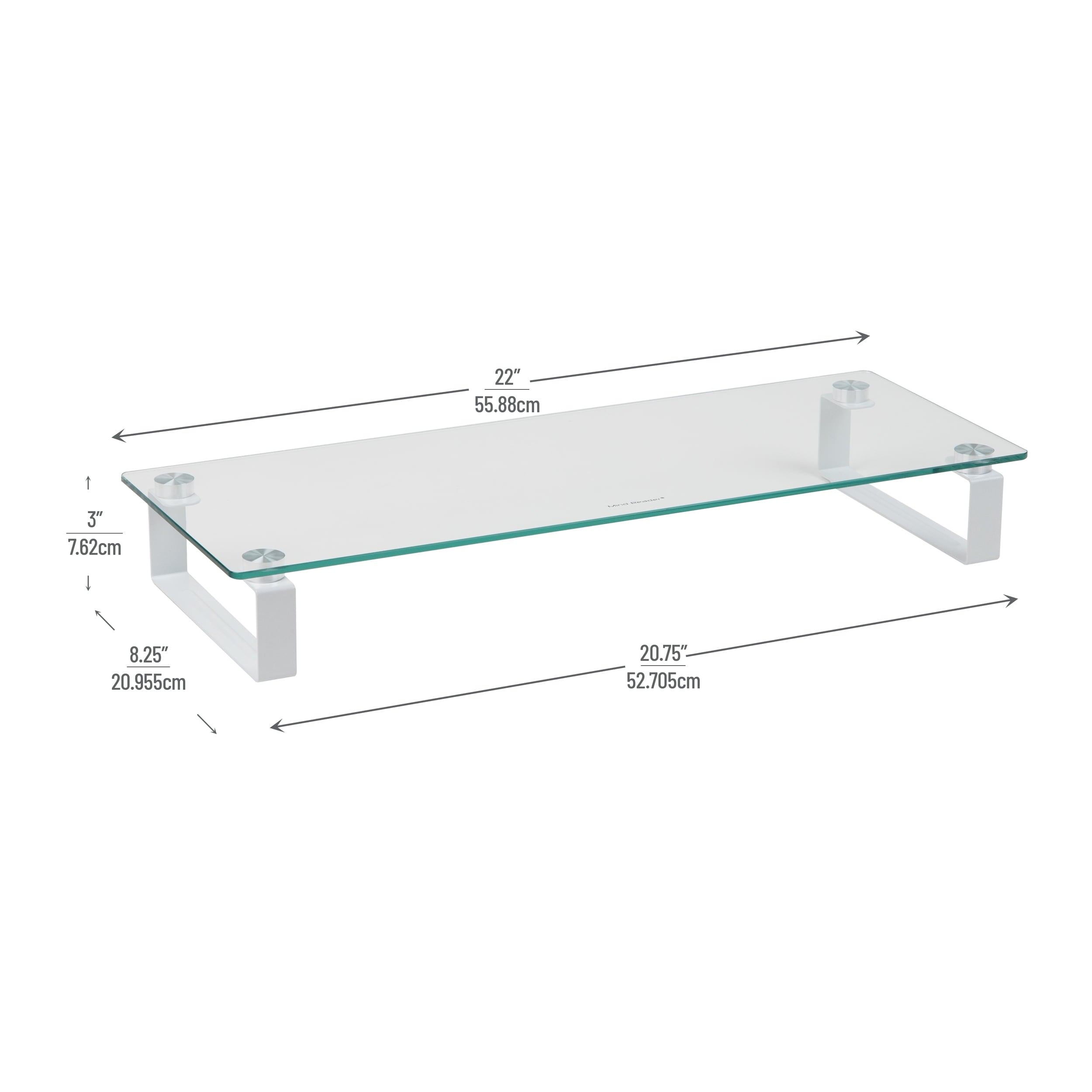 Mind Reader Monitor Stand, Contemporary, Desktop Organizer, Laptop Riser, Office, Glass, Clear - Image 3