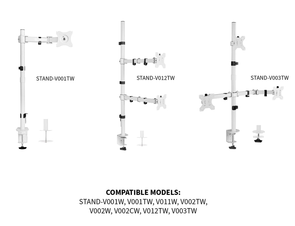 White Steel Extra Tall 3 Section Monitor Stand Pole 39" - Image 3