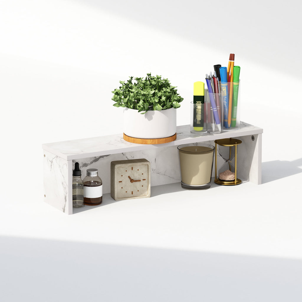 Furinno Classic 23-Inch Desk Organizer, Shelf Organizer Storage & Display Stand, Marble White - Image 5